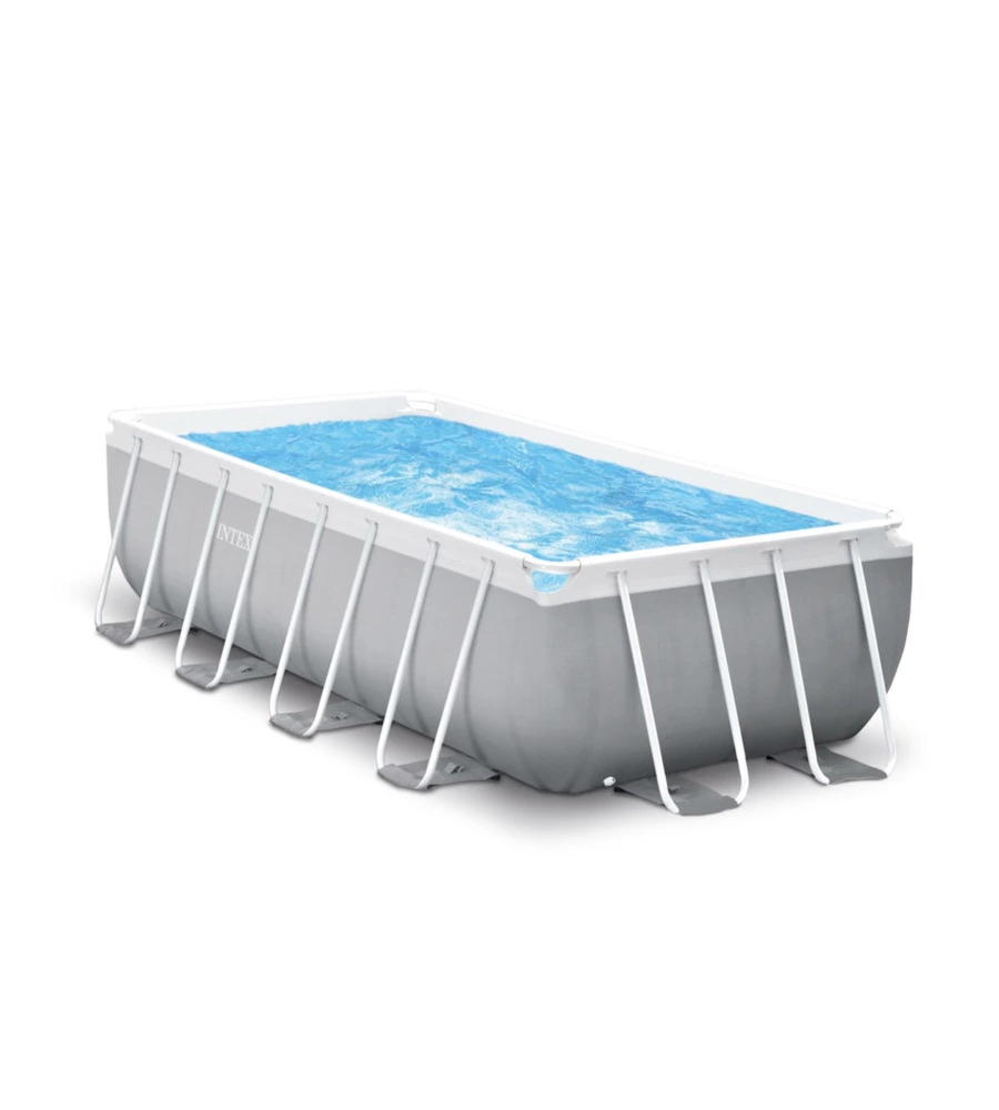 PISCINA FUORI TERRA CON STRUTTURA RETTANGOLARE INTEX "PRISMA METAL FRAME" GRIGIO CHIARO 400X200X100 CM - COD. 26788NP