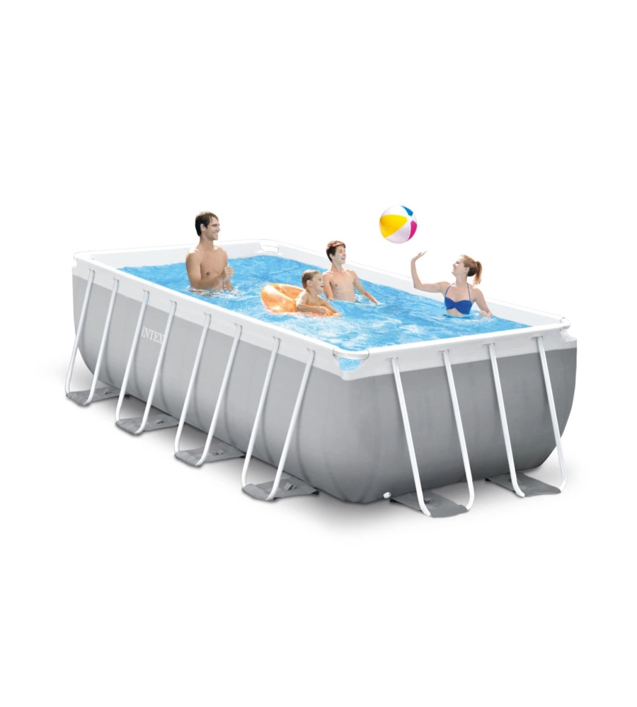 PISCINA FUORI TERRA CON STRUTTURA RETTANGOLARE INTEX "PRISMA METAL FRAME" GRIGIO CHIARO 400X200X122 CM - COD. 26790NP