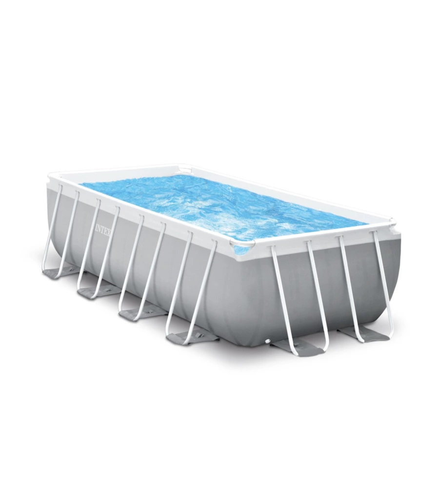 PISCINA FUORI TERRA CON STRUTTURA RETTANGOLARE INTEX "PRISMA METAL FRAME" GRIGIO CHIARO 400X200X122 CM - COD. 26790NP