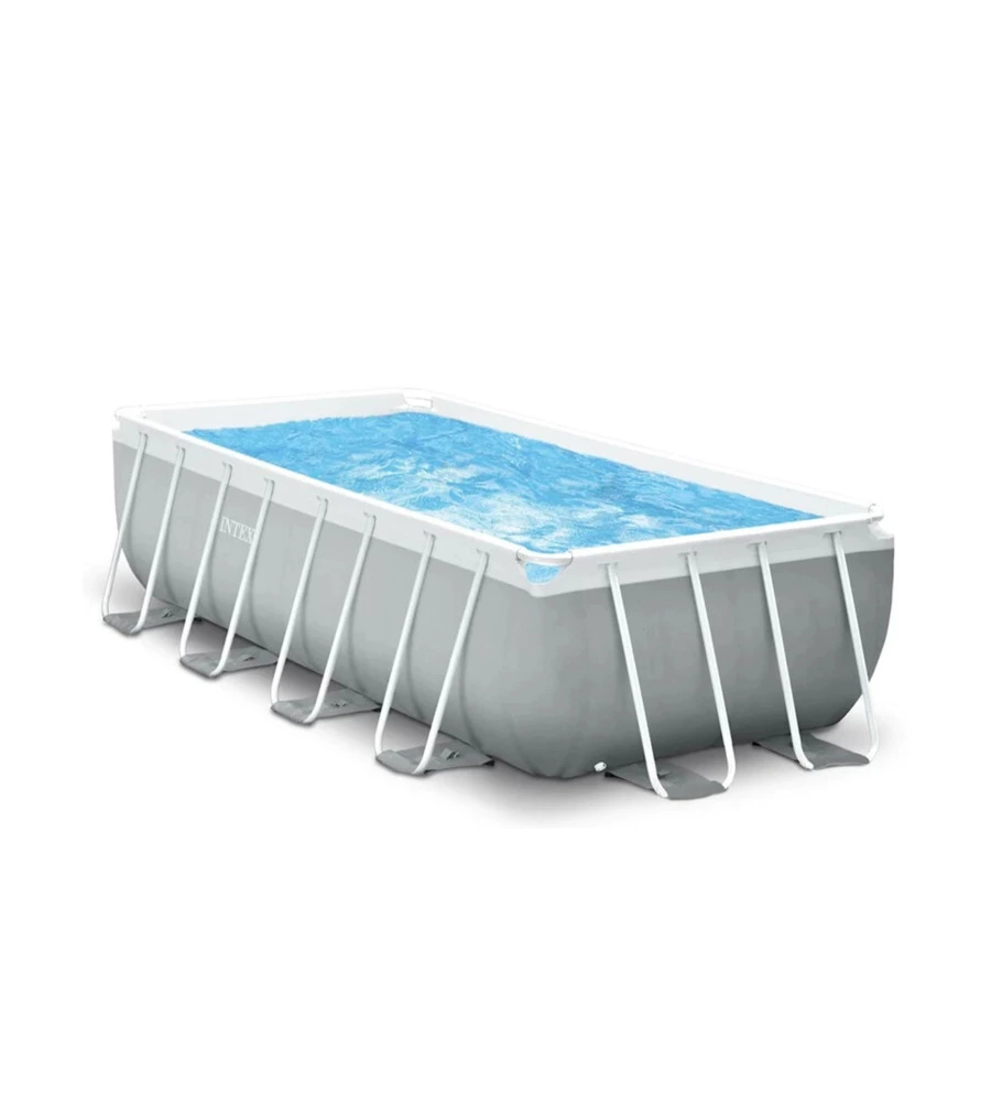 PISCINA FUORI TERRA CON STRUTTURA RETTANGOLARE INTEX "PRISMA METAL FRAME" GRIGIO CHIARO 488X244X107 CM - COD. 26792NP