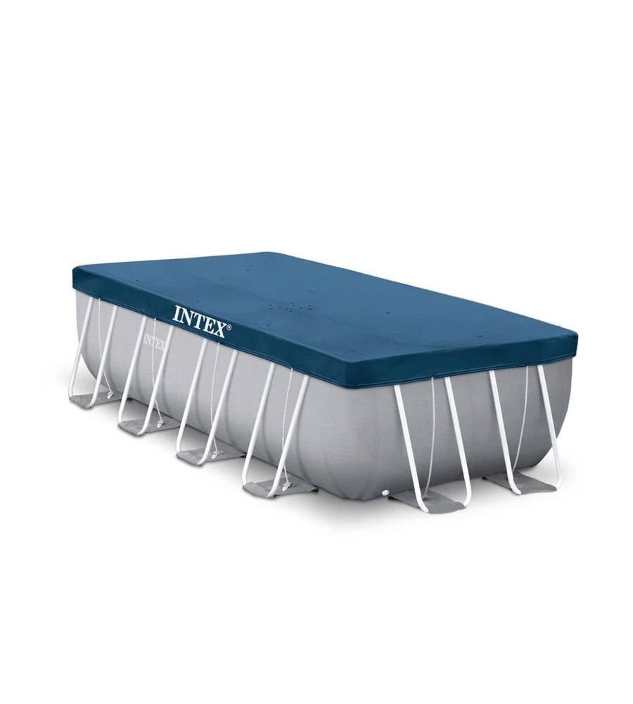 PISCINA FUORI TERRA CON STRUTTURA RETTANGOLARE INTEX "PRISMA METAL FRAME" GRIGIO CHIARO 488X244X107 CM - COD. 26792NP