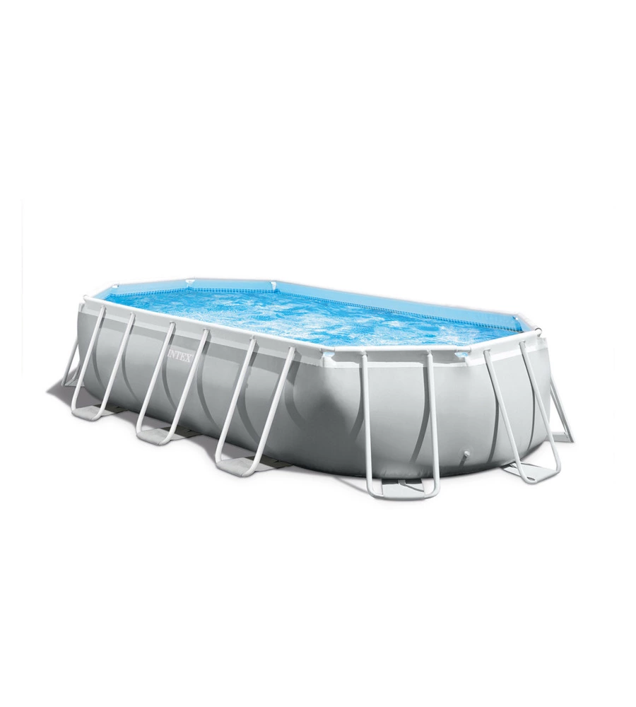 PISCINA FUORI TERRA CON STRUTTURA OVALE INTEX "PRISMA FRAME" CON POMPA FILT GRIGIO CHIARO 503X274X122 CM - COD. 26796NP
