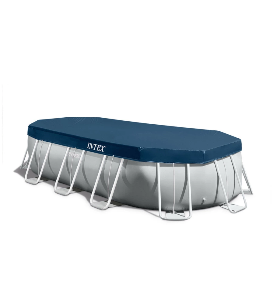 PISCINA FUORI TERRA CON STRUTTURA OVALE INTEX "PRISMA FRAME" CON POMPA FILT GRIGIO CHIARO 503X274X122 CM - COD. 26796NP