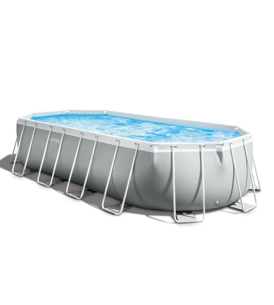 PISCINA FUORI TERRA CON STRUTTURA OVALE INTEX "PRISMA" CON POMPA FILT GRIGIO CHIARO 610X305X122 CM - COD. 26798NP