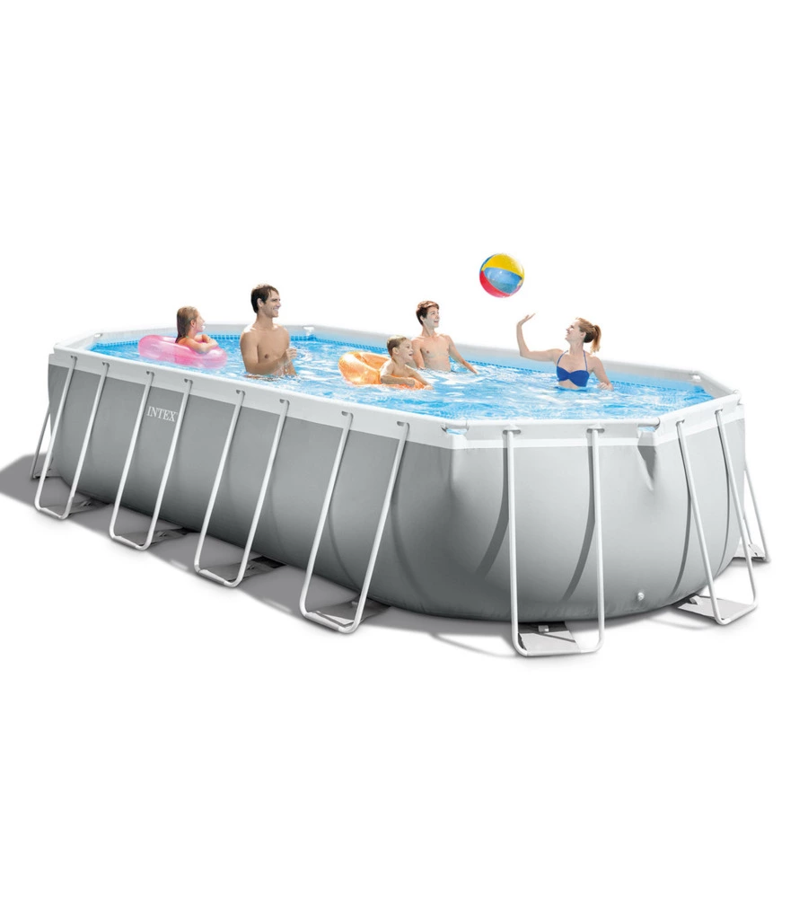PISCINA FUORI TERRA CON STRUTTURA OVALE INTEX "PRISMA" CON POMPA FILT GRIGIO CHIARO 610X305X122 CM - COD. 26798NP