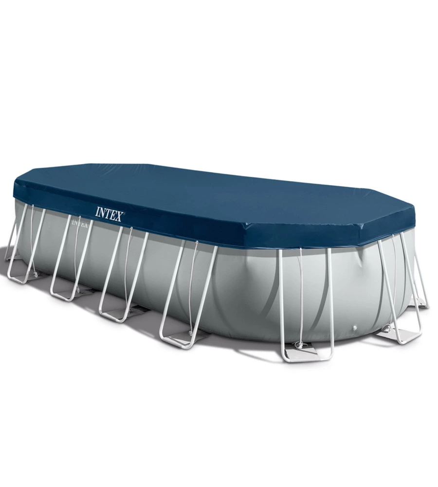 PISCINA FUORI TERRA CON STRUTTURA OVALE INTEX "PRISMA" CON POMPA FILT GRIGIO CHIARO 610X305X122 CM - COD. 26798NP