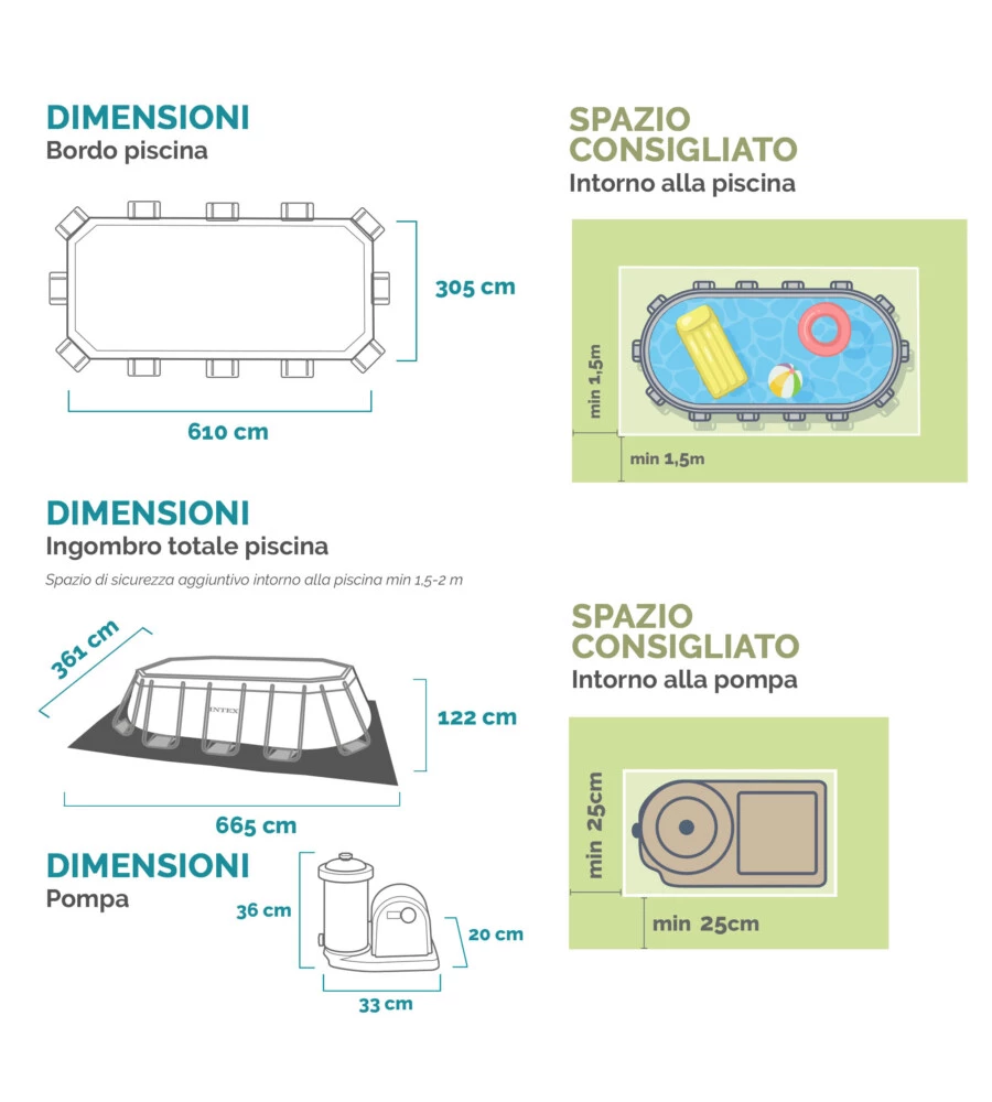 PISCINA FUORI TERRA CON STRUTTURA OVALE INTEX "PRISMA" CON POMPA FILT GRIGIO CHIARO 610X305X122 CM - COD. 26798NP