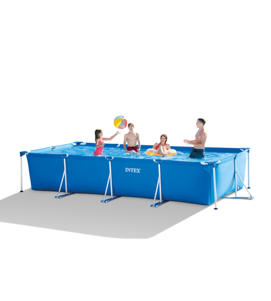 PISCINA FUORI TERRA CON STRUTTURA RETTANGOLARE INTEX "RETCANGULAR FRAME" C/POMPA FILTRO BLU 450X220X84 CM I.2 - COD. 28274NP