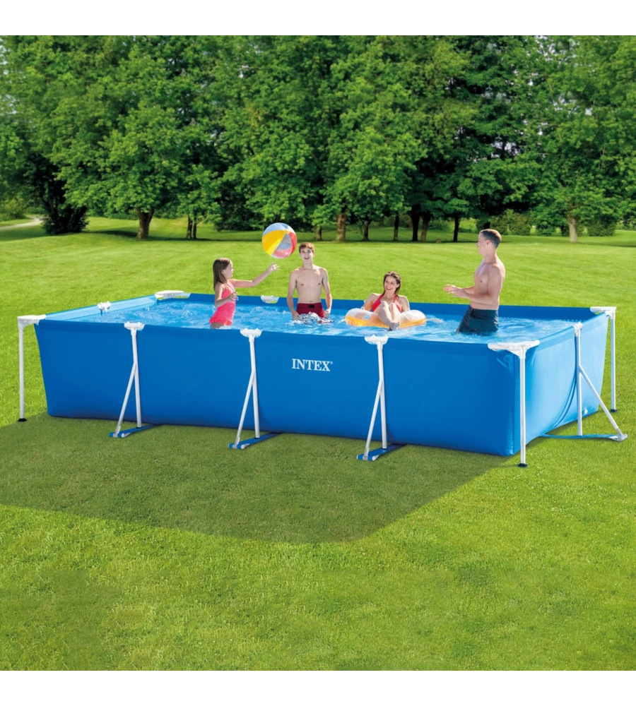 PISCINA FUORI TERRA CON STRUTTURA RETTANGOLARE INTEX "RECTANGULAR FRAME" BLU 450X220X84 CM I.2 - COD. 28273NP