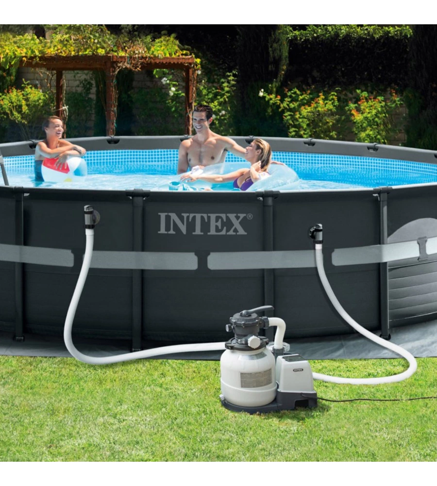 PISCINA FUORI TERRA CON STRUTTURA ROTONDA INTEX "ULTRA XTR FRAME" POMPA A SABBIA ANTRACITE 549X132 CM - COD. 26330NP