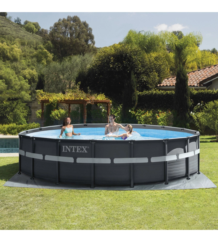 PISCINA FUORI TERRA CON STRUTTURA ROTONDA INTEX "ULTRA XTR FRAME" POMPA A SABBIA ANTRACITE 549X132 CM - COD. 26330NP