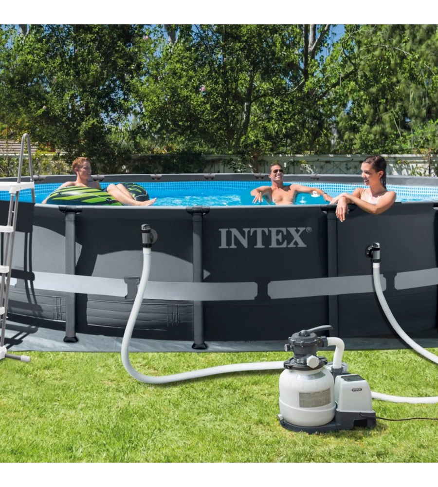 PISCINA FUORI TERRA CON STRUTTURA RETTANGOLARE INTEX "ULTRA XTR FRAME" POMPA A SABBIA ANTRACITE 610X122 CM - COD. 26334NP