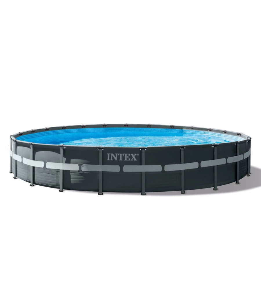 PISCINA FUORI TERRA CON STRUTTURA ROTONDA INTEX "ULTRA XTR FRAME" POMPA A SABBIA GRIGIO SCURO 732X132 CM - COD. 26340NP