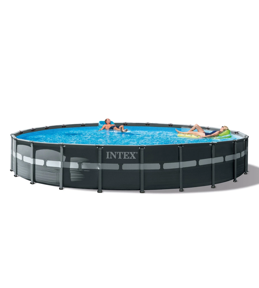 PISCINA FUORI TERRA CON STRUTTURA ROTONDA INTEX "ULTRA XTR FRAME" POMPA A SABBIA GRIGIO SCURO 732X132 CM - COD. 26340NP