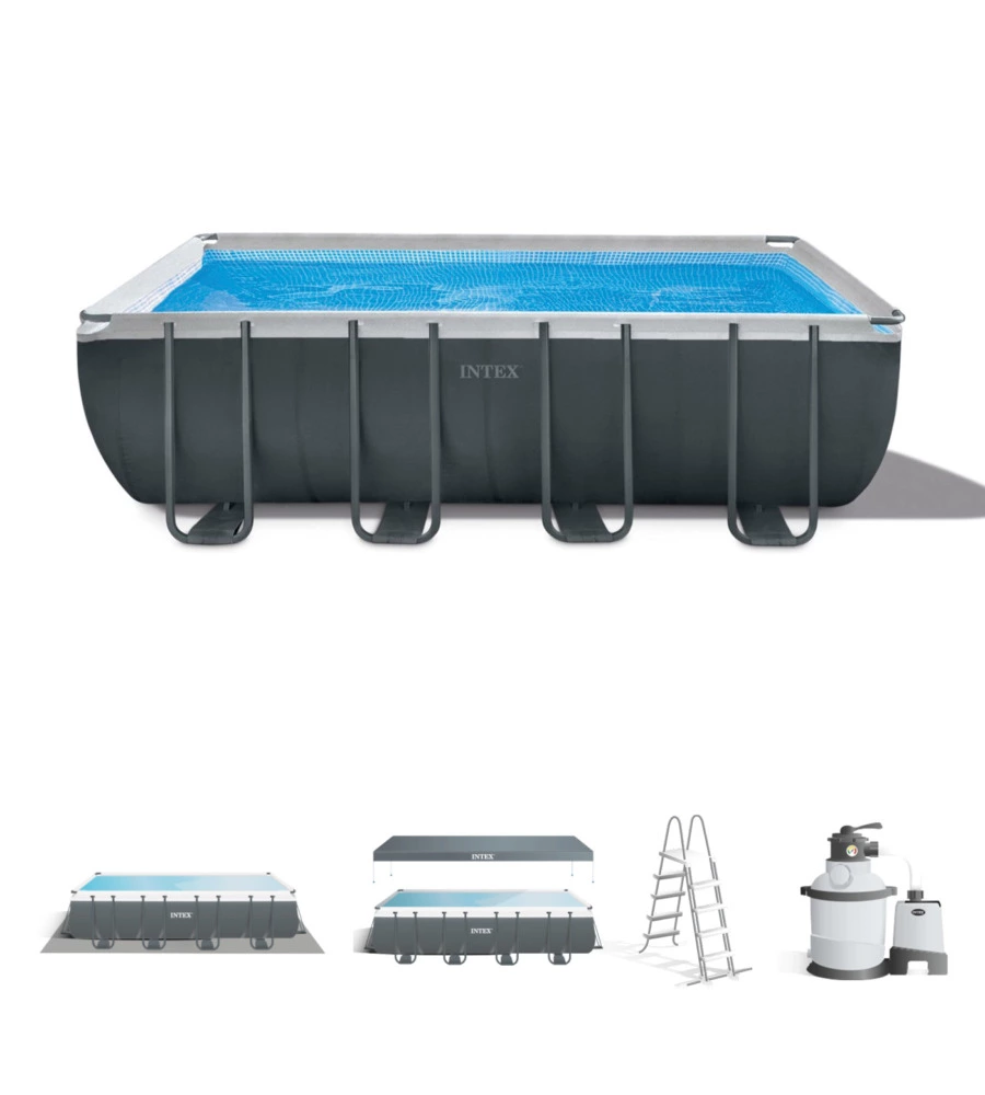 PISCINA FUORI TERRA CON STRUTTURA RETTANGOLARE INTEX "ULTRA XTR FRAME" ANTRACITE 549X274X132CM - COD. 26356NP