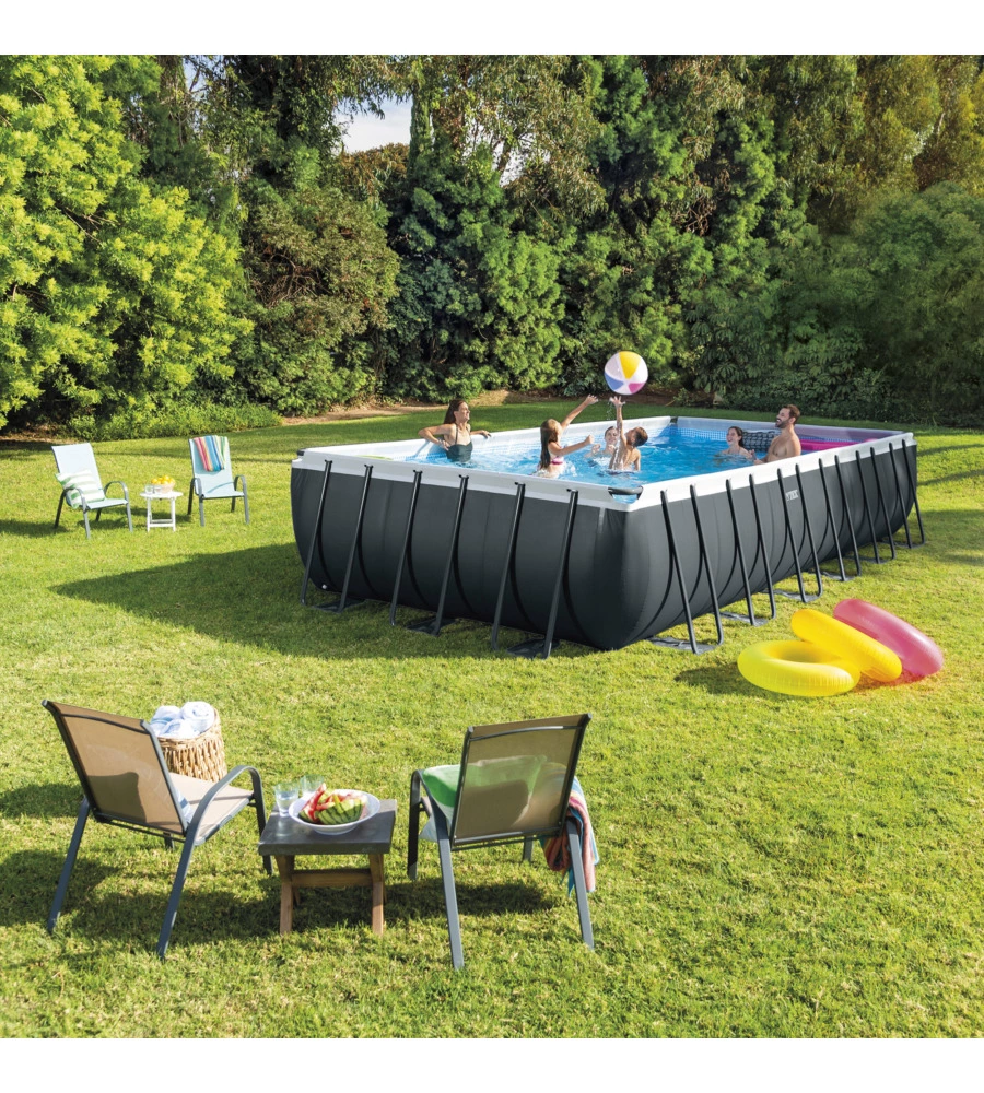 PISCINA FUORI TERRA CON STRUTTURA RETTANGOLARE INTEX "ULTRA XTR FRAME" ANTRACITE 732X366X132 CM - COD. 26368NP