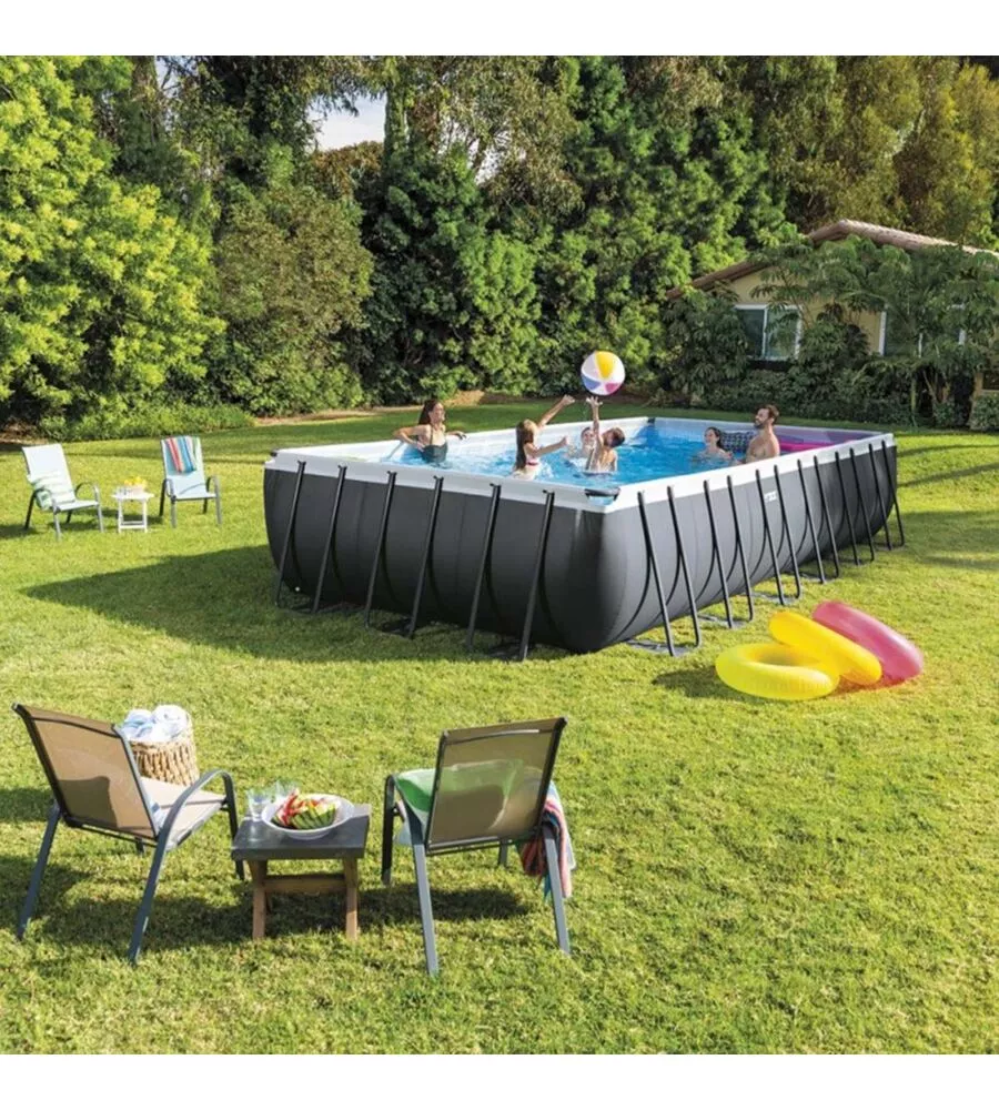 PISCINA FUORI TERRA CON STRUTTURA RETTANGOLARE INTEX "ULTRA XTR FRAME" ANTRACITE 732X366X132CM - COD. 26364NP