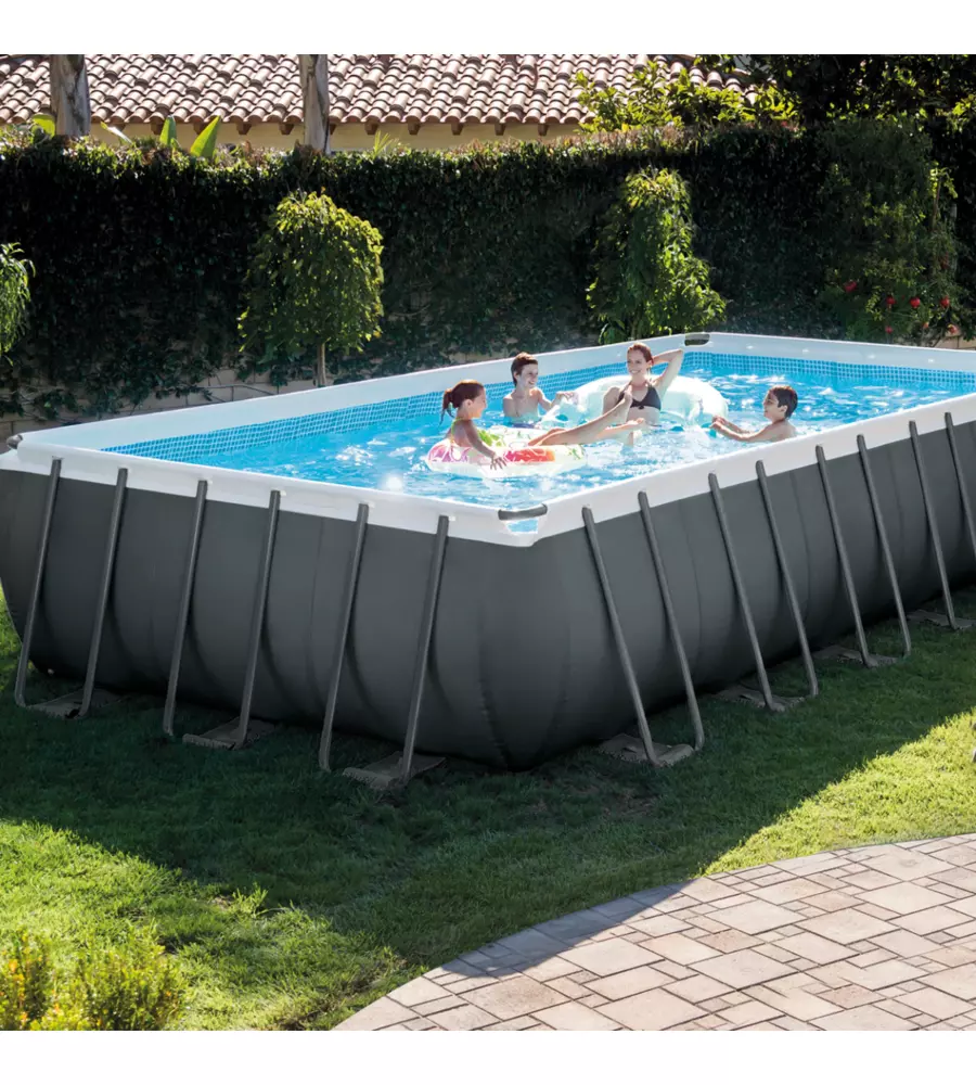 PISCINA FUORI TERRA CON STRUTTURA RETTANGOLARE INTEX "ULTRA XTR FRAME" ANTRACITE 732X366X132CM - COD. 26364NP