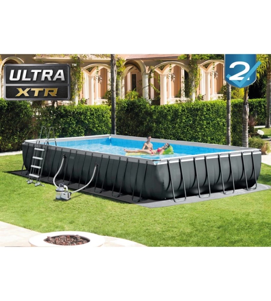 PISCINA FUORI TERRA CON STRUTTURA RETTANGOLARE INTEX "ULTRA XTR FRAME" ANTRACITE 975X488X132CM - COD. 26374GN