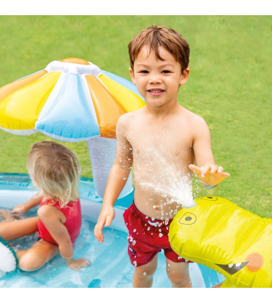 PLAY CENTER GONFIABILE INTEX "ALLIGATORE" C/SPRUZZO CM 201X170X84 - COD. 57165NP