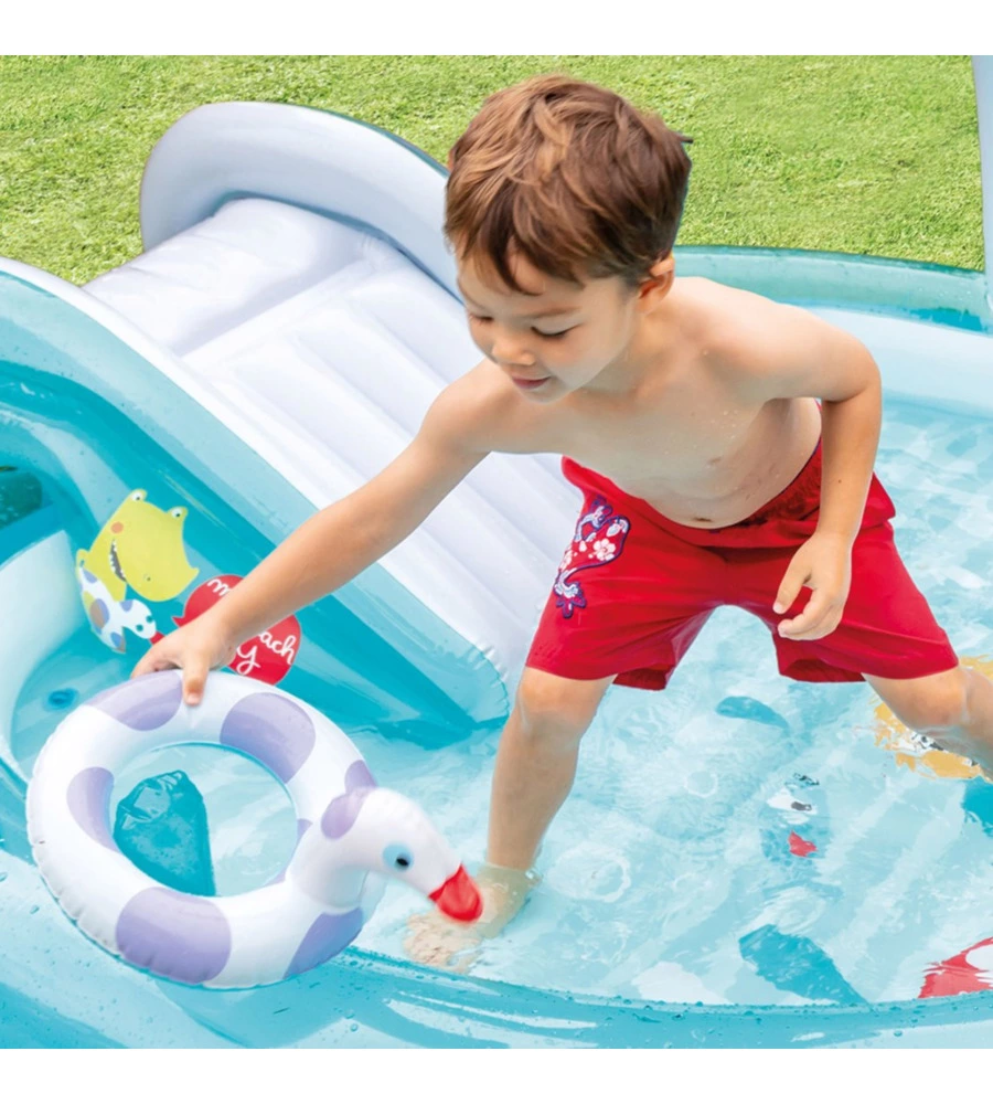 PLAY CENTER GONFIABILE INTEX "ALLIGATORE" C/SPRUZZO CM 201X170X84 - COD. 57165NP