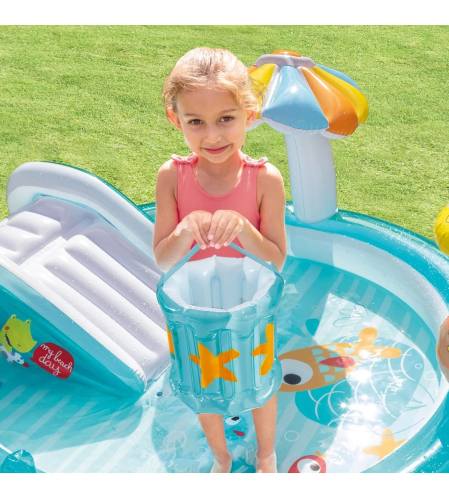 PLAY CENTER GONFIABILE INTEX "ALLIGATORE" C/SPRUZZO CM 201X170X84 - COD. 57165NP