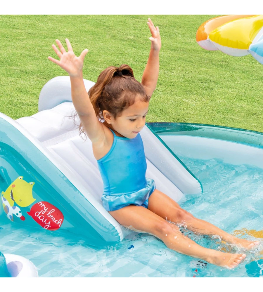 PLAY CENTER GONFIABILE INTEX "ALLIGATORE" C/SPRUZZO CM 201X170X84 - COD. 57165NP