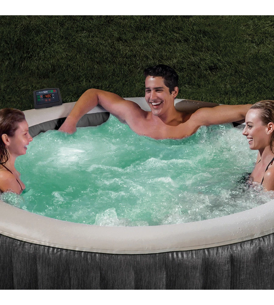 PISCINA IDROMASSAGGIO GONFIABILE INTEX "PURE SPA GREYWOOD DELUXE" 196X71CM 4 POSTI C/POMPA - COD. 28440EX