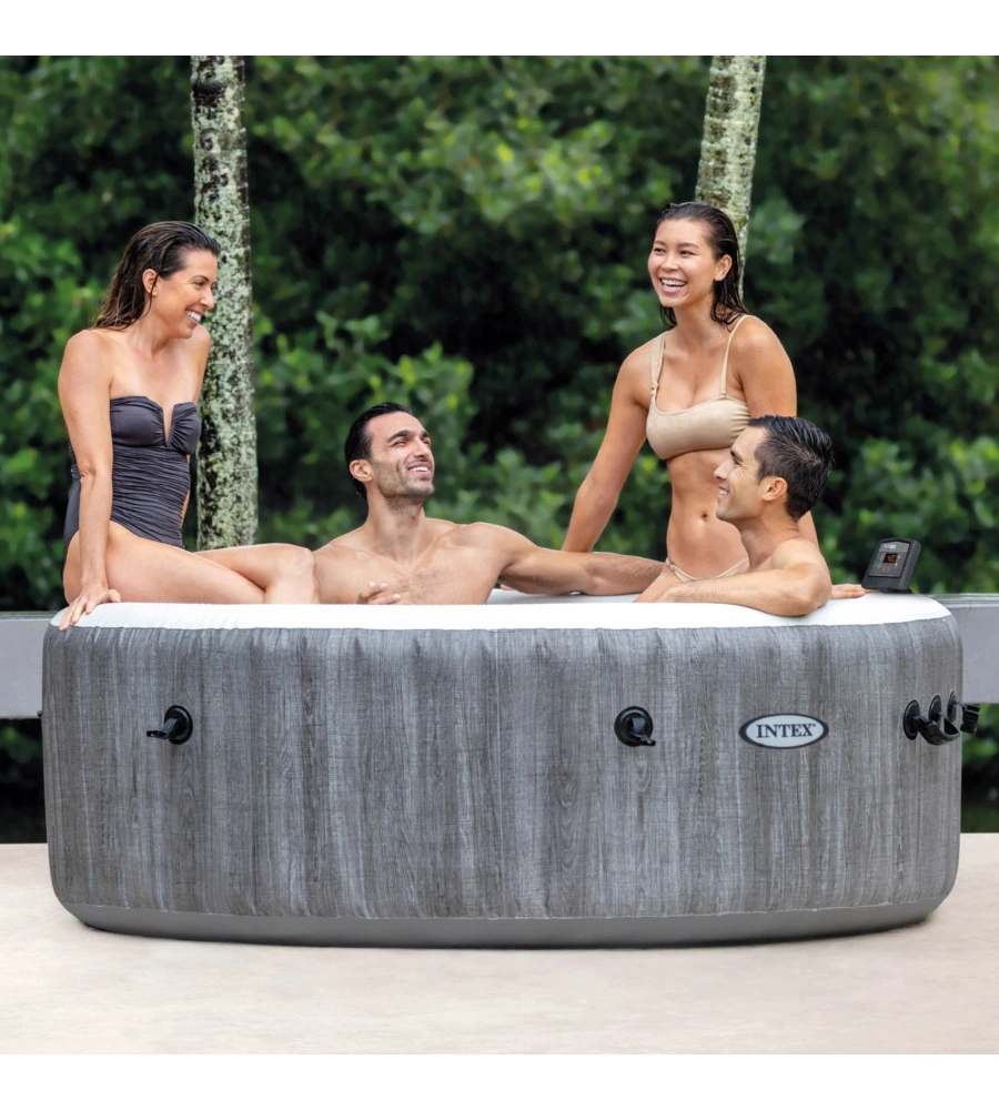 PISCINA IDROMASSAGGIO GONFIABILE INTEX "PURE SPA GREYWOOD DELUXE" 196X71CM 4 POSTI C/POMPA - COD. 28440EX
