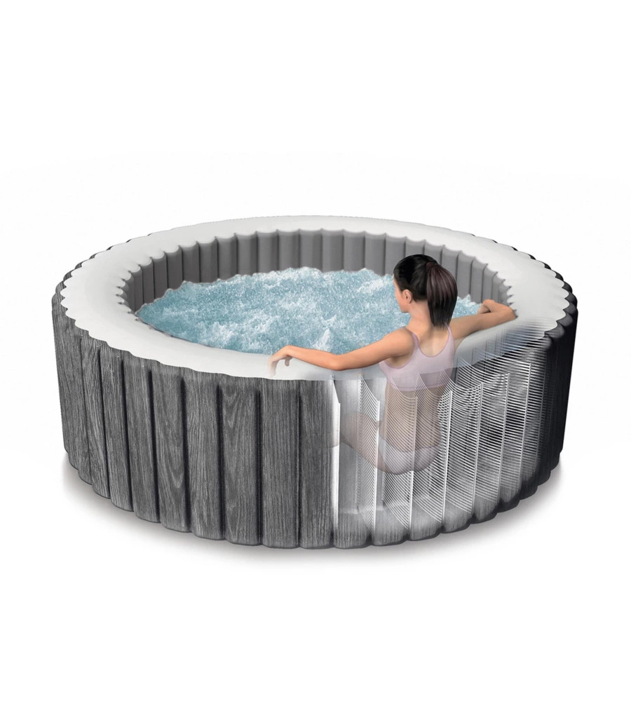 PISCINA IDROMASSAGGIO GONFIABILE INTEX "PURE SPA GREYWOOD DELUXE" 196X71CM 4 POSTI C/POMPA - COD. 28440EX