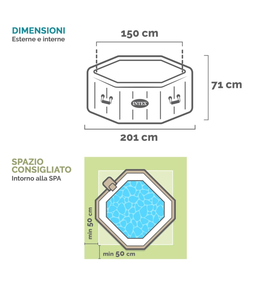 PISCINA IDROMASSAGGIO GONFIABILE OTTAGONALE INTEX "PURE SPA BUBBLE E JET MASSAGE DELUXE" OTTAGONALE - COD. 28458