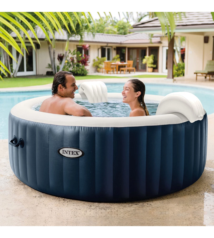 PISCINA IDROMASSAGGIO GONFIABILE INTEX "PURESPA PLUS BUBBLE MASSAGE SET" NAVY 196X71CM - COD. 28430EX