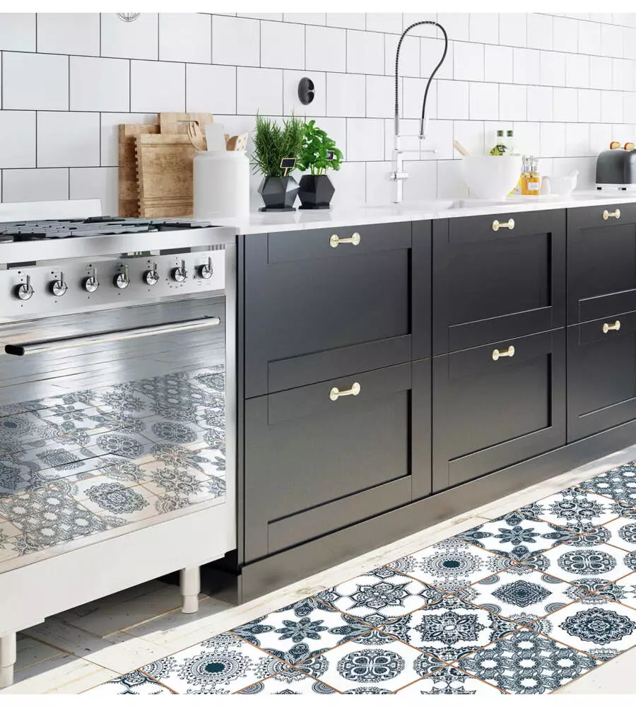 PASSATOIA IN VINILE "RUNNER" FANTASIA "SUMMER TILES", 120X50 CM