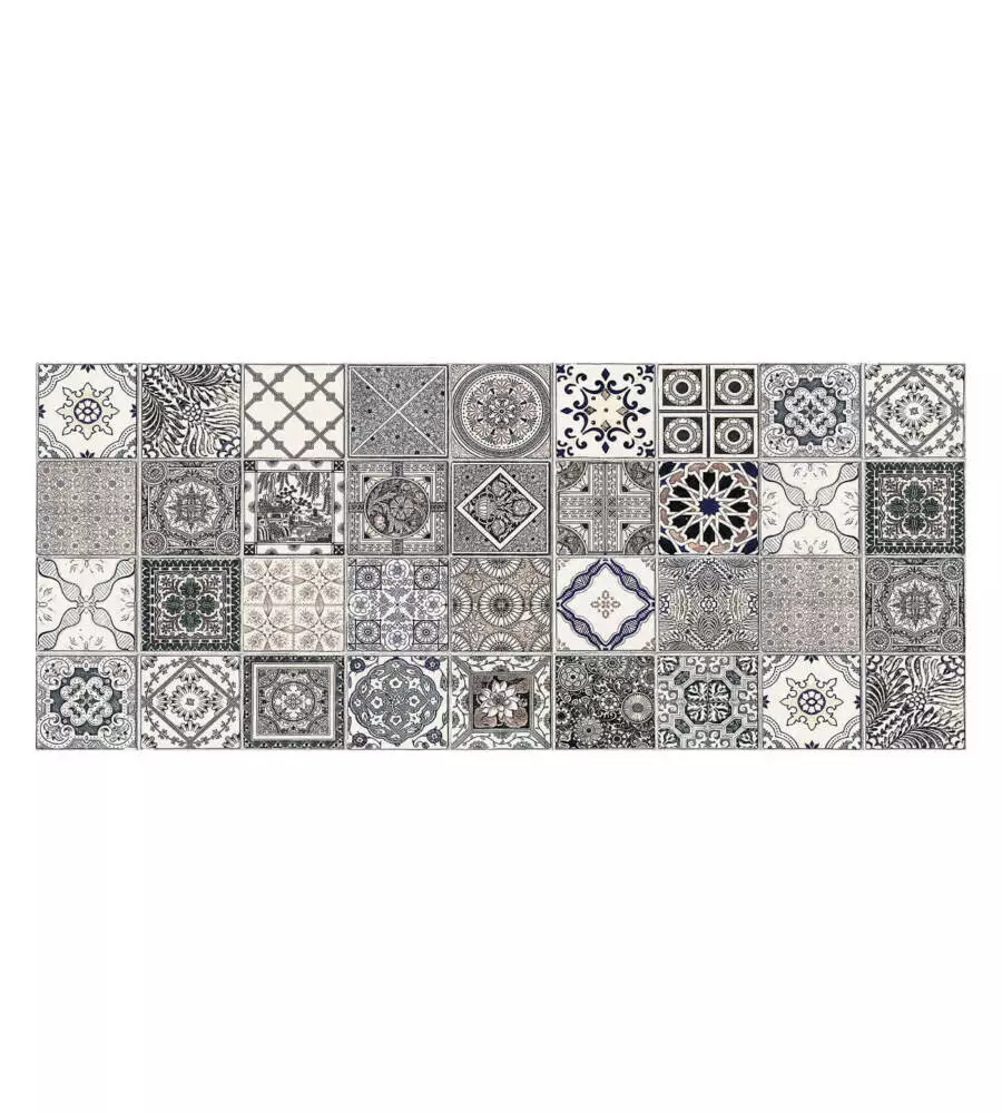 PASSATOIA IN VINILE "RUNNER" FANTASIA "AZULEJOS VINTAGE", 120X50 CM