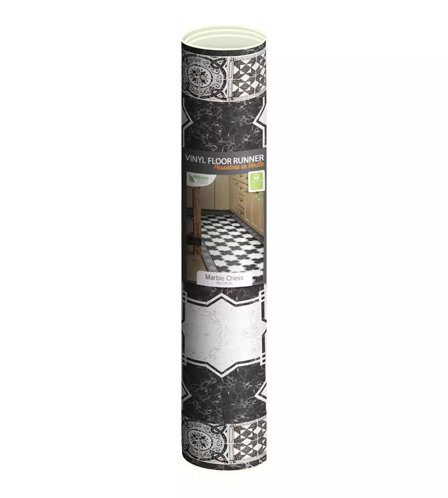 PASSATOIA IN VINILE "RUNNER" FANTASIA "MARBLE CHESS", 120X50 CM
