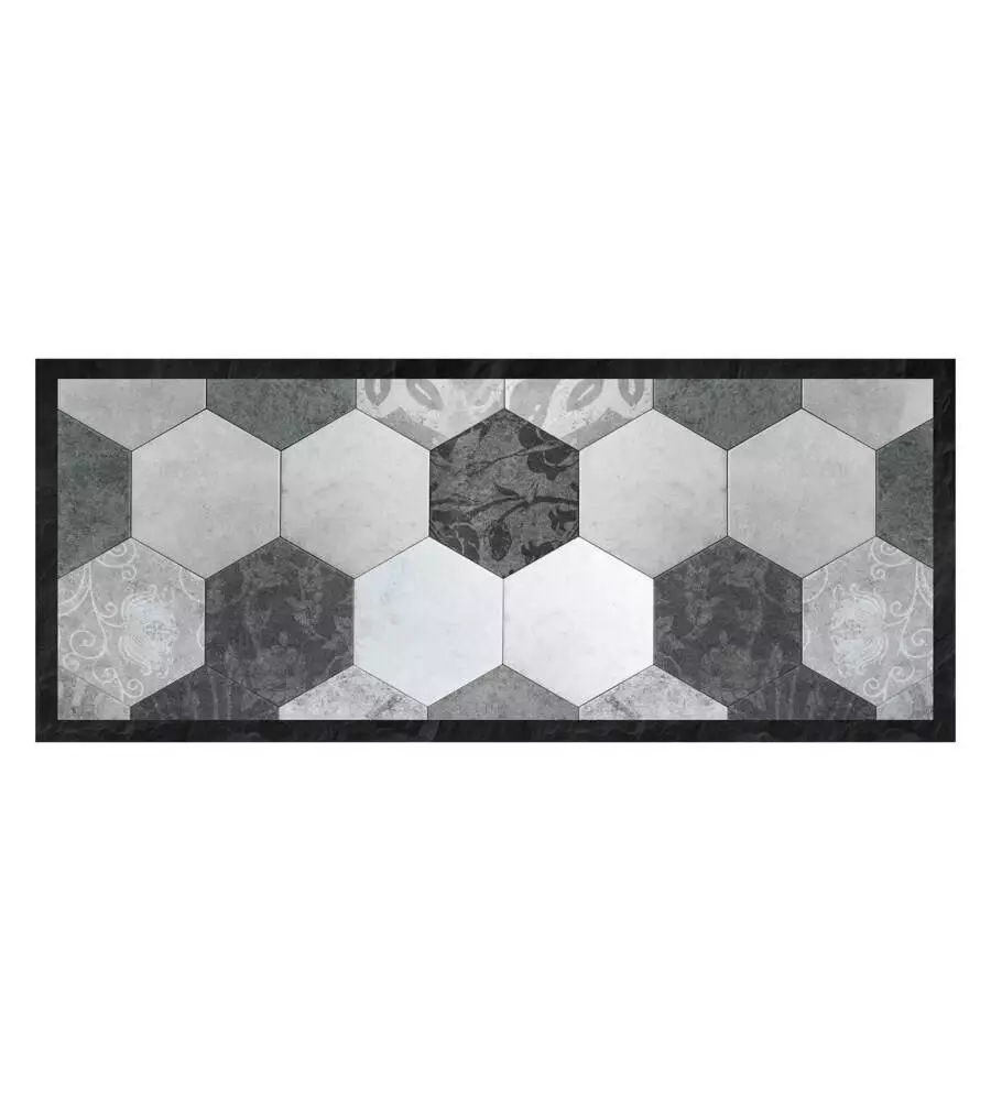 PASSATOIA IN VINILE "RUNNER" FANTASIA "GREY EXAGONS", 120X50 CM