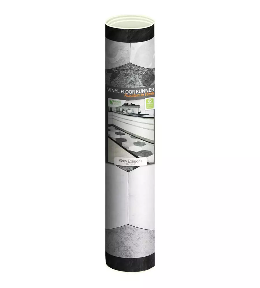 PASSATOIA IN VINILE "RUNNER" FANTASIA "GREY EXAGONS", 120X50 CM