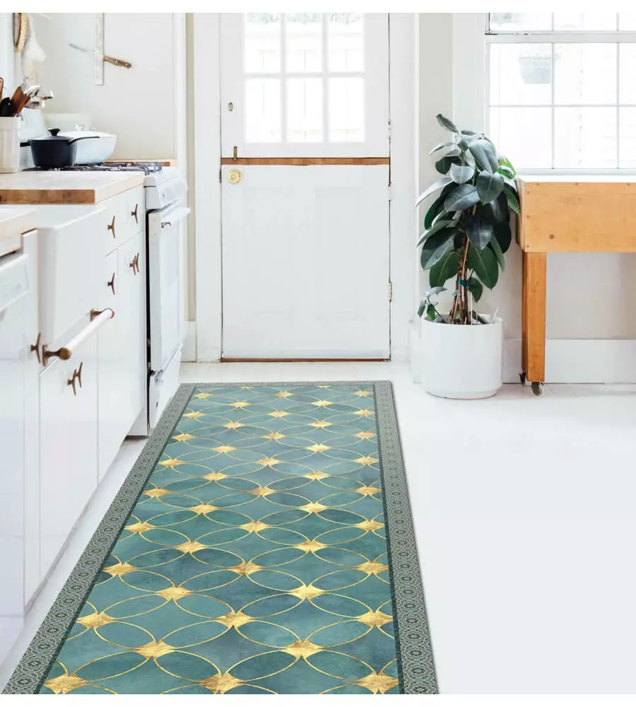 PASSATOIA IN VINILE "RUNNER" FANTASIA "GREEN GOLD", 120X50 CM