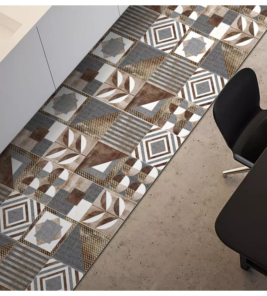 PASSATOIA IN VINILE "RUNNER" FANTASIA "BROWN CEMENTINE", 120X50 CM