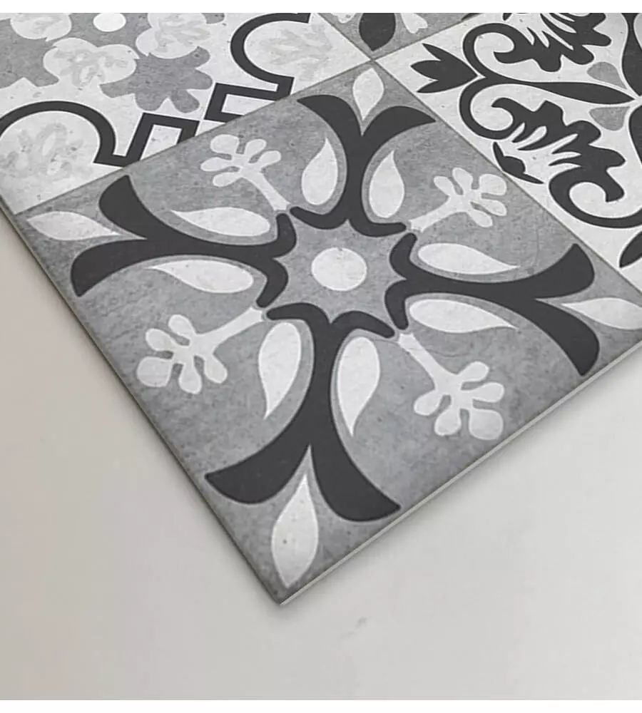 PASSATOIA IN VINILE "RUNNER" FANTASIA "PIASTRELLE GRIGIE", 120X50 CM