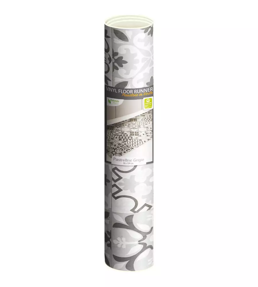 PASSATOIA IN VINILE "RUNNER" FANTASIA "PIASTRELLE GRIGIE", 120X50 CM