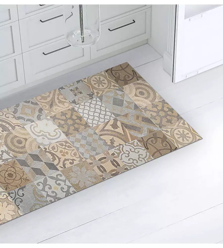 PASSATOIA IN VINILE "RUNNER" FANTASIA "CEMENTINE ARANCIONI", 120X50 CM