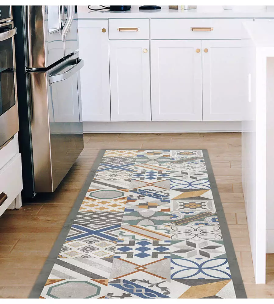 PASSATOIA IN VINILE "RUNNER" FANTASIA "CEMENT TILES", 120X50 CM