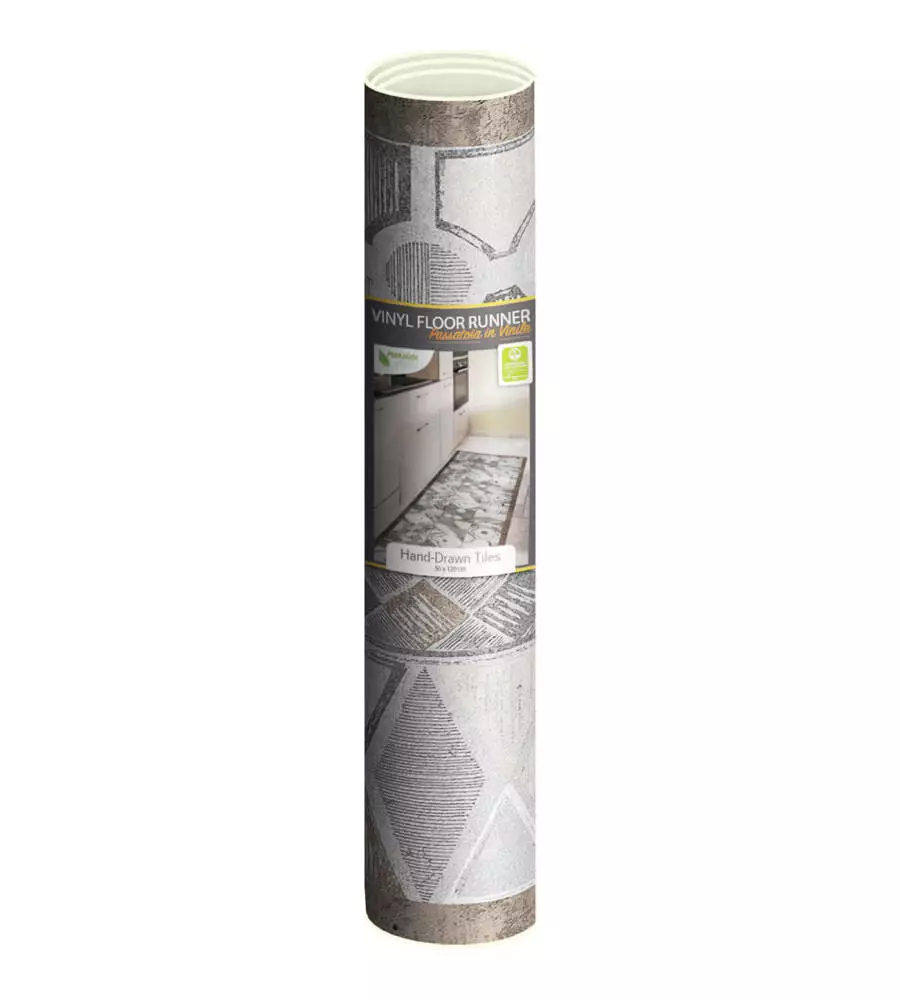 PASSATOIA IN VINILE "RUNNER" FANTASIA "HAND-DRAWN TILES", 120X50 CM