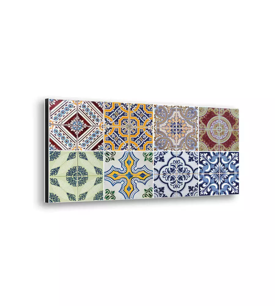 PARASCHIZZI DA CUCINA IN ALLUMINIO FANTASIA "AZULEJOS", 24X48 CM