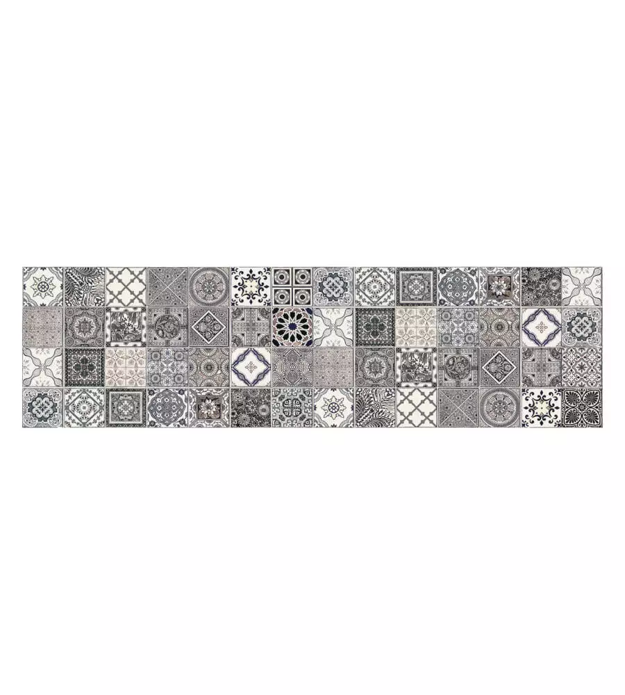 PASSATOIA IN VINILE "RUNNER" FANTASIA "AZULEJOS VINTAGE", 180X50 CM