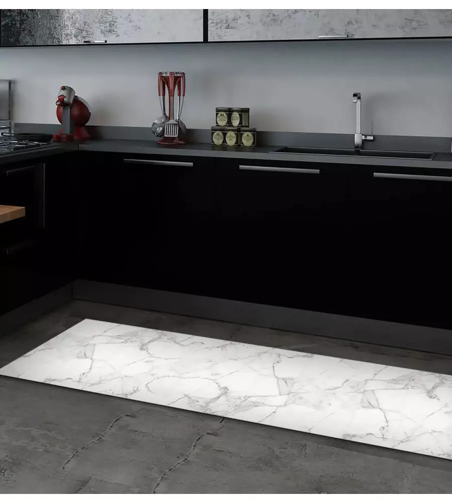 PASSATOIA IN VINILE "RUNNER" FANTASIA "WHITE MARBLE", 180X50 CM