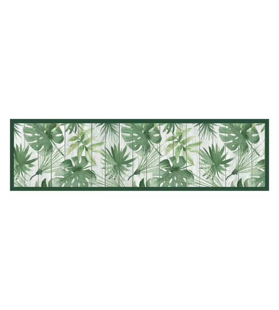 PASSATOIA IN VINILE "RUNNER" FANTASIA "GREEN TROPICAL", 180X50 CM