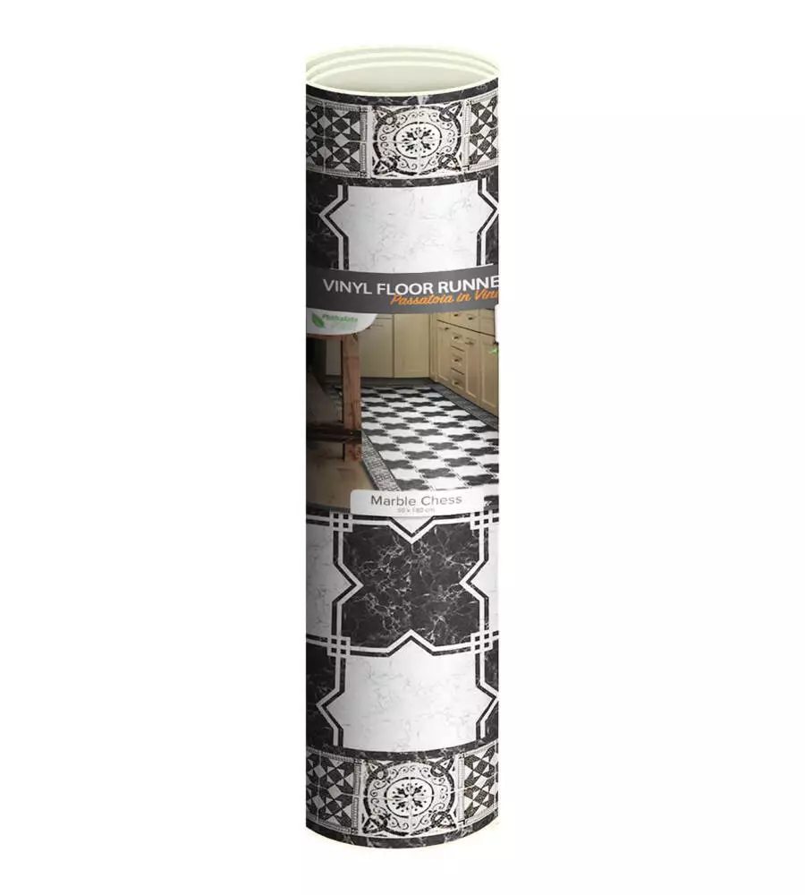 PASSATOIA IN VINILE "RUNNER" FANTASIA "MARBLE CHESS", 180X50 CM