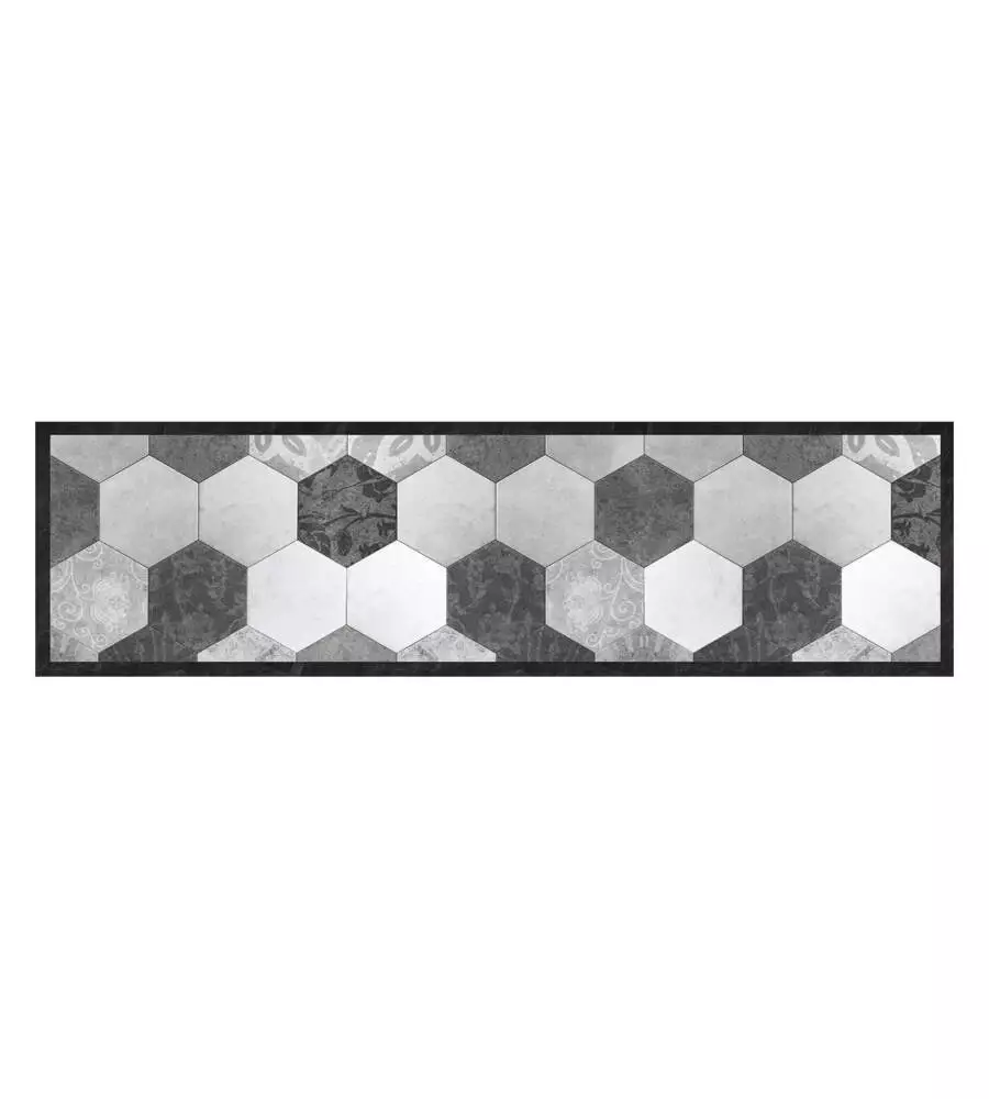 PASSATOIA IN VINILE "RUNNER" FANTASIA "GREY EXAGONS", 180X50 CM